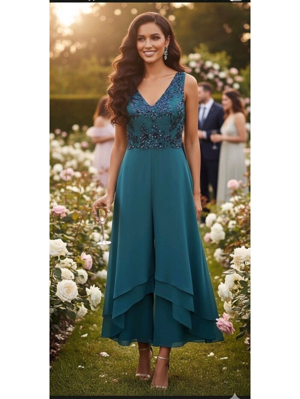 Green Mother Of Bride Pants Jumpsuit Size 14